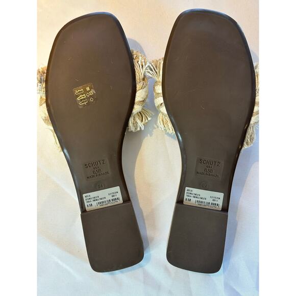 SCHUTZ ADELIA FLAT SANDAL BEIGE SIZE 8.5 NWT - Picture 4 of 5